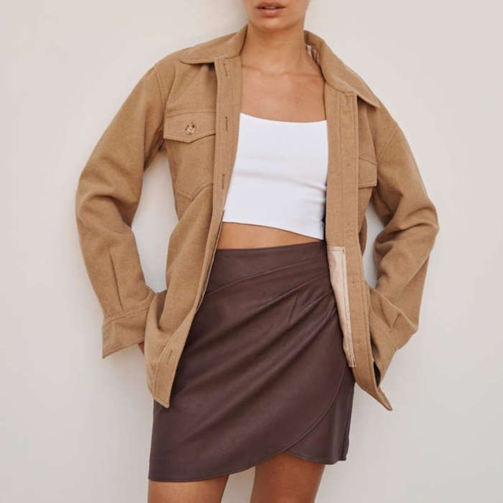 Abercrombie & Fitch Brown Faux-Leather Mini Skirt